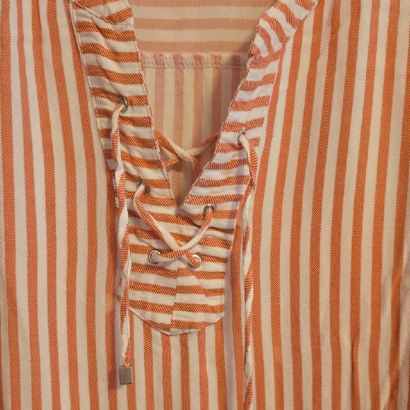 Ruby Rd. Coral Striped Blouse - Picture 3 of 4